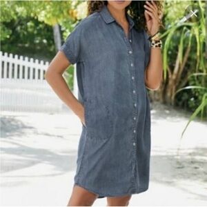 Soft Surroundings Je Veux Tencel Chambray Shirt Dress Large